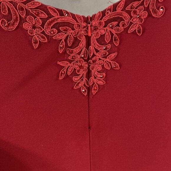 Alyce Paris burgundy lace formal slit leg jersey gown 6 O18 - Picture 12 of 16